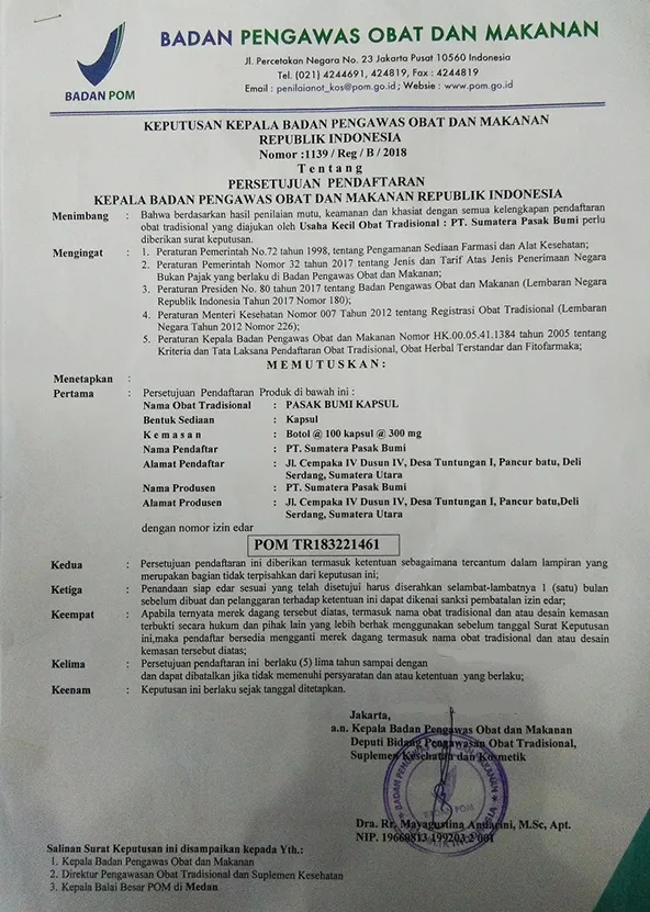 BPOM Nomor Depkes 製品登録証