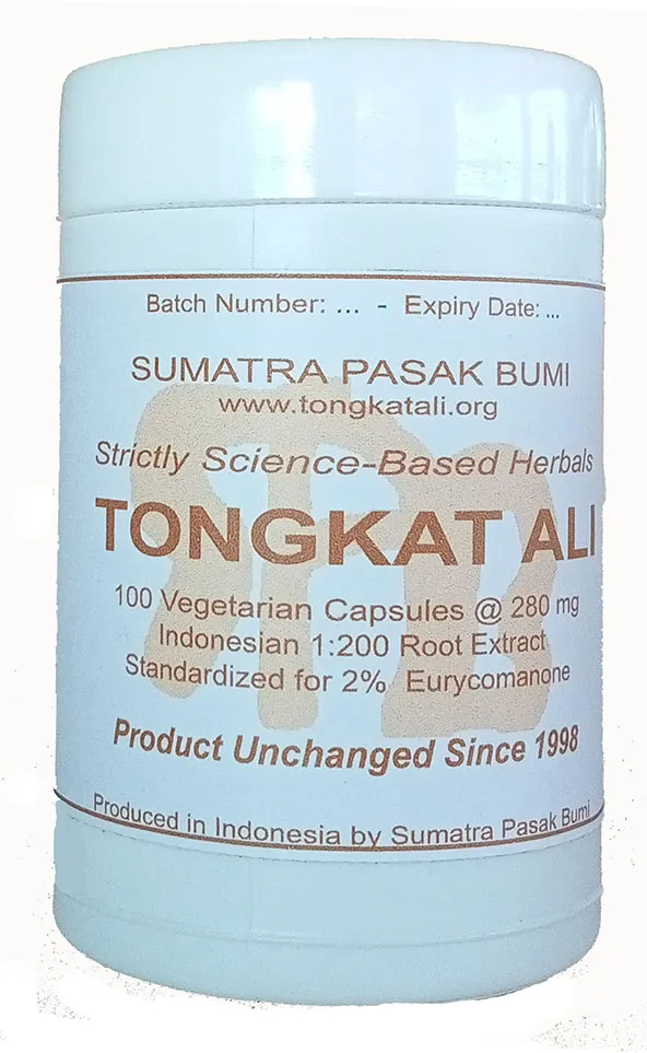 Image of 1 bottle of Sumatra Pasak Bumi Tongkat Ali Traditional Root Extract, Standardized for 2 percent Eurycomanone